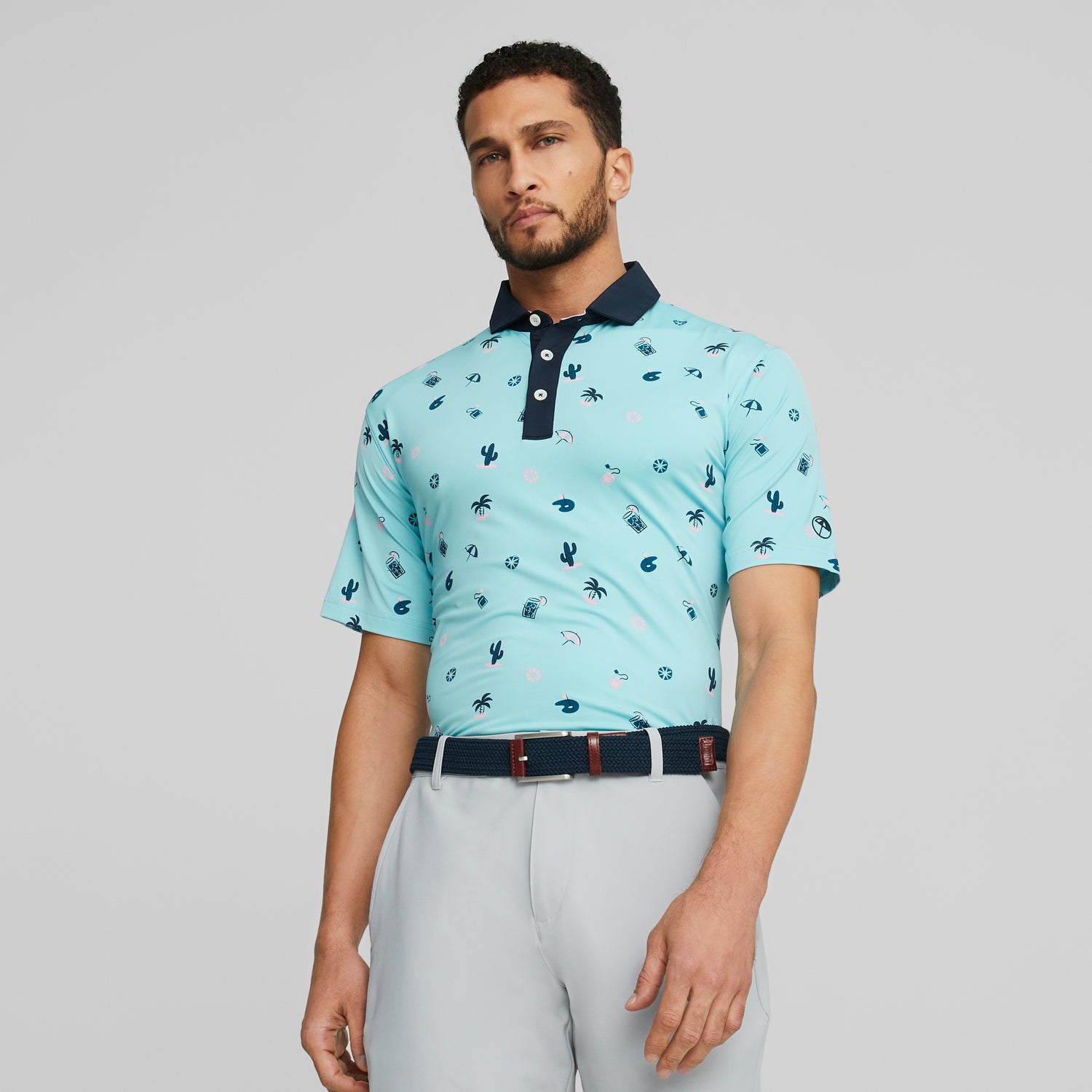 PUMA Mattr Palms Golf Polo Shirt in Blue for Men